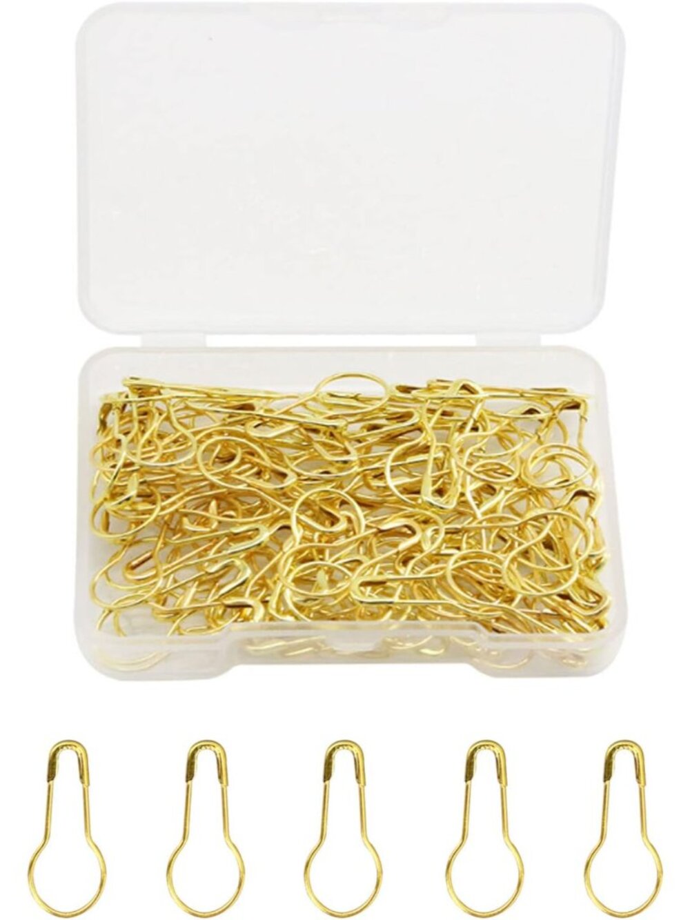 Gold Safety Pins - Small Bulb Stitch Markers, 22mm/0.87inch Gourd Mini Pins for
